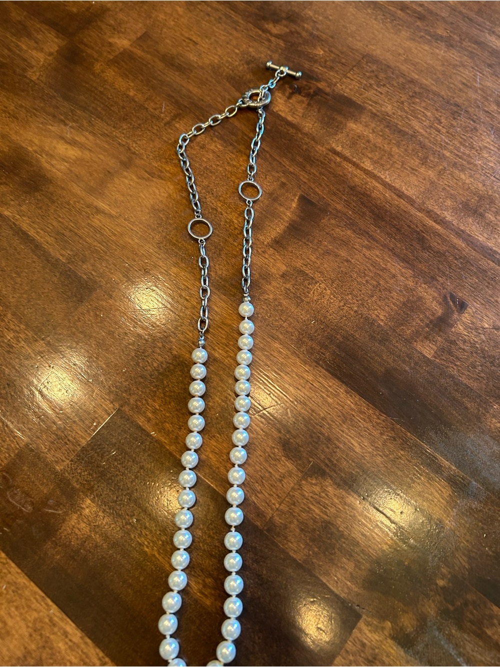 LOFT White Pearl Necklace with Silver-Tone Chain